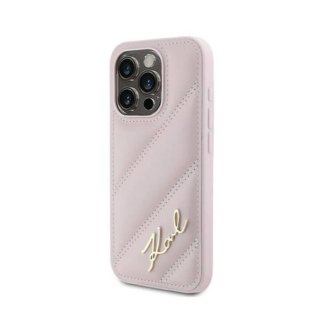Karl Lagerfeld Diagonal Quilted Script - Etui iPhone 15 Pro Max (różowy) (KLHCP15XPQDSMGP)