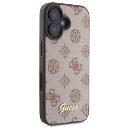 Guess Peony Script MagSafe - Etui iPhone 16 (brązowy) (GUHMP16SPGPYSW)