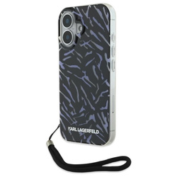 Karl Lagerfeld Zebra With Cord - Etui iPhone 16 (fioletowy) (KLHCP16SHZBPKCCU)