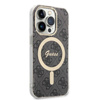 Guess Bundle Pack MagSafe 4G - Zestaw etui + ładowarka MagSafe iPhone 14 Pro Max (czarny/złoty) (GUBPP14XH4EACSK)