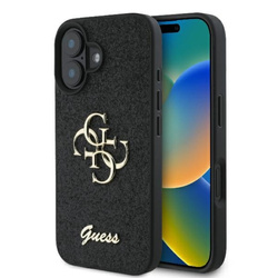 Guess Fixed Glitter Big 4G - Etui iPhone 16 Plus (czarny) (GUHCP16MHG4SGK)