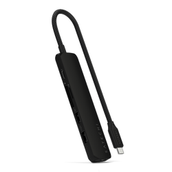 Satechi 6-in-1 USB-C Slim Multiport Adapter - aluminiowy adapter do urządzeń mobilnych USB-C (USB-C, 2x USB-A, 4K HDMI, czytnik kart micro/SD) (black) (ST-P6SK)