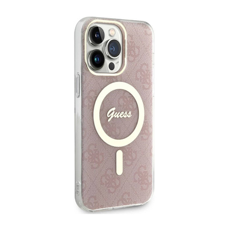 Guess 4G MagSafe - Etui iPhone 14 Pro Max (Różowy) (GUHMP14XH4STP)