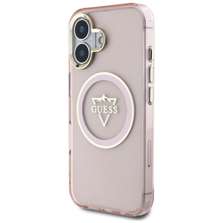 Guess IML Metal Mountain Logo MagSafe - Etui do iPhone 16 (różowy) (GUHMP16SHFGTMSLSP)
