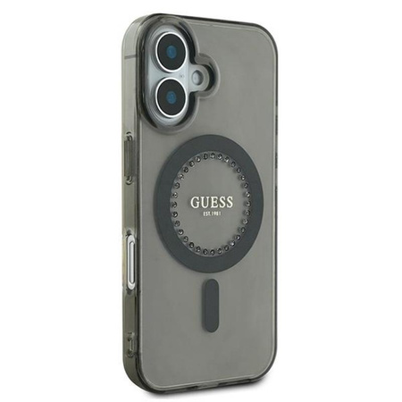 Guess IML Rhinestones MagSafe - Etui iPhone 16 Plus (czarny) (GUHMP16MPFTDTEK)