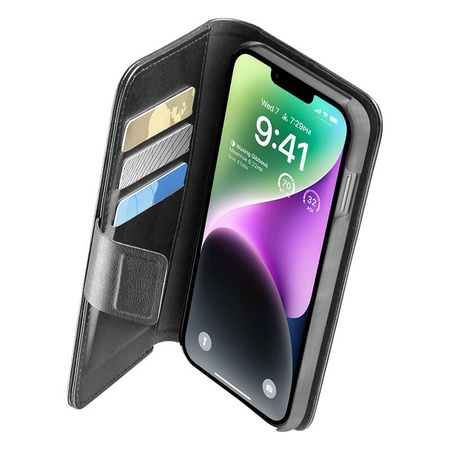 Cellularline Book Agenda - Etui iPhone 14 z powłoką MICROBAN (czarny) (BOOKAG2IPH14K)