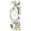 Guess Glitter Flowers Triangle Buttons MagSafe - Etui do iPhone 16 (biały) (GUHMP16SHFLPEDH)