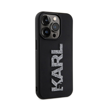 Karl Lagerfeld 3D Rubber Glitter Logo - Etui iPhone 15 Pro (czarny) (KLHCP15L3DMBKCK)