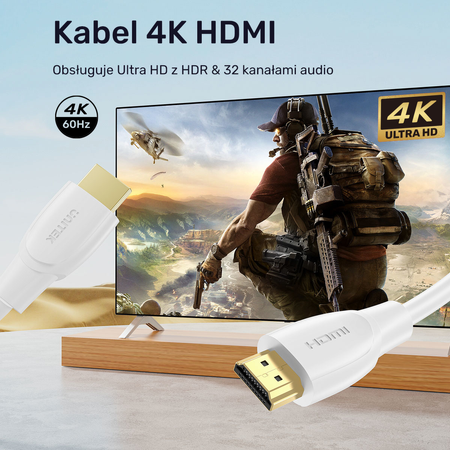 Unitek Kabel HDMI 2.0 4K biały 5m (C11090AWH03-5M)