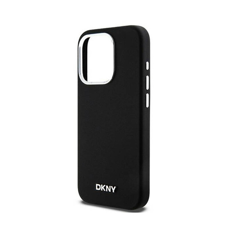 DKNY Liquid Silicone Small Metal Logo MagSafe - Etui iPhone 15 Pro (czarny) (DKHMP15LSMCHLK)