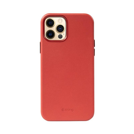 Crong Essential Cover - Etui ze skóry ekologicznej iPhone 12 Pro Max (czerwony) (CRG-ESS-IP1267-RED)