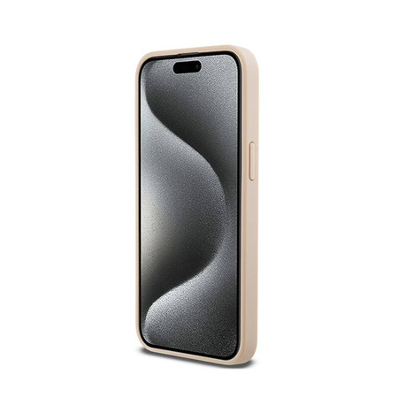 DKNY Leather Mono Stripe & Metal Logo - Etui iPhone 15 Pro Max (różowy) (DKHCP15XPRTHSLP)