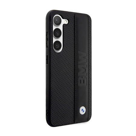 BMW Leather Textured & Stripe - Etui Samsung Galaxy S23 (czarny) (BMHCS23S22RDPK)