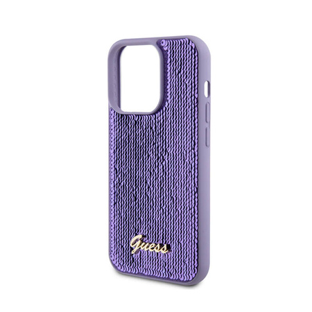 Guess Sequin Script Metal - Etui iPhone 15 Pro Max (fioletowy) (GUHCP15XPSFDGSU)