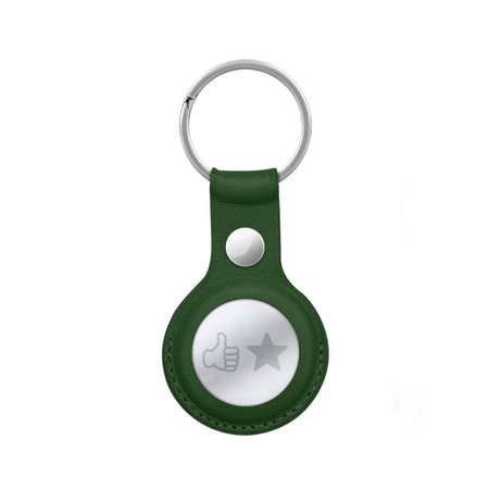 Crong Leather Case with Key Ring – Skórzane etui ochronne brelok do Apple AirTag (zielony) (CRG-ATL-OLV)