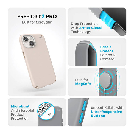 Speck Presidio2 Pro Magsafe - Etui iPhone 16e / iPhone 15 / iPhone 14 / iPhone 13 (Bleached Bone / Heirloom Gold / Hazel Brown) (150558-3214)