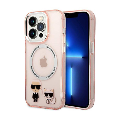 Karl Lagerfeld Karl & Choupette Aluminium MagSafe - Etui iPhone 14 Pro (różowy) (KLHMP14LHKCP)