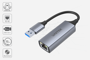 Unitek Adapter USB-A 3.1 Gen 1 - RJ45 1000 Mbps (U1309A)