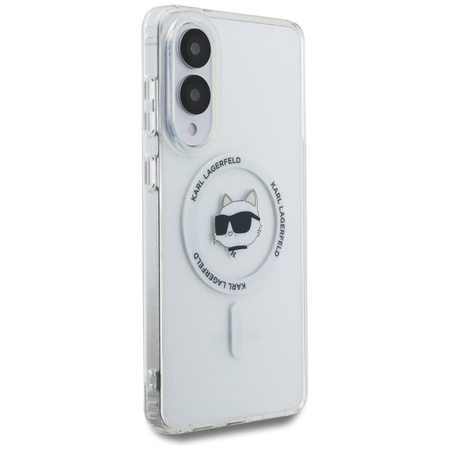 Karl Lagerfeld Button Choupette Head Printed Logo MagSafe - Etui Samsung Galaxy S25 Edge (biały) (KLHMS25EHLSCHH)