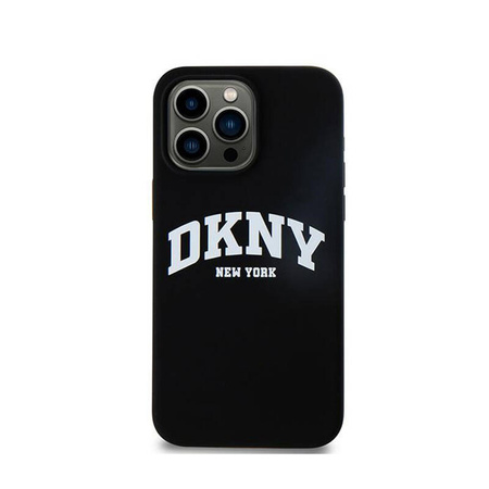 DKNY Liquid Silicone White Printed Logo MagSafe - Etui iPhone 13 Pro Max (czarny) (DKHMP13XSNYACH)