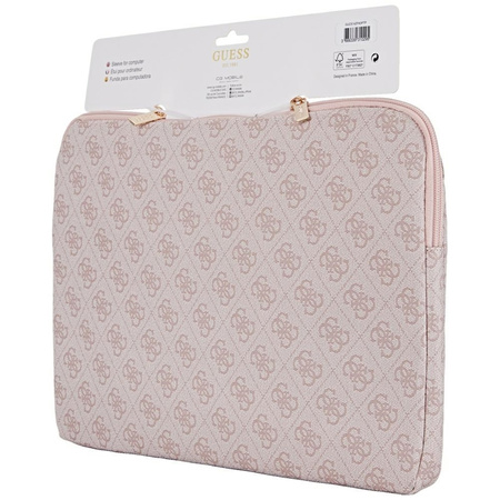 Guess 4G Zipper Pocket Triangle Logo Sleeve - Etui na notebooka 14" (różowy) (GUCS14ZP4DPTP)