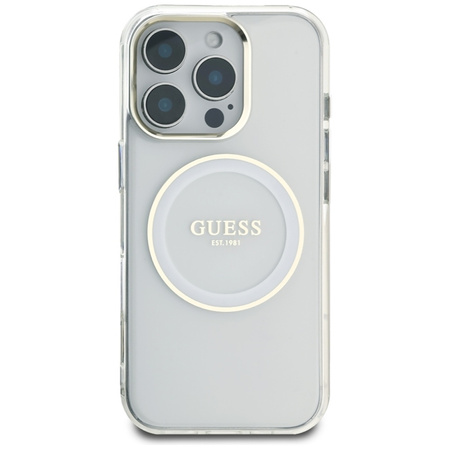 Guess IML Metal Colored Circle Classic Logo MagSafe - Etui do iPhone 16 Pro (biały) (GUHMP16LHTDRCEDH)