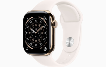 Apple Watch 11 46mm Koperta Tytan złoty/Pasek różowy S/M GPS Cellular (MFD54MP/A)