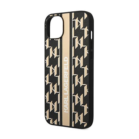 Karl Lagerfeld Monogram Stripe - Etui iPhone 14 Plus (brązowy) (KLHCP14MPGKLSKW)