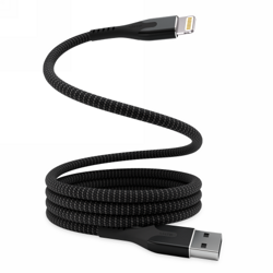 Statik MagStack - kabel USB-A - lightning 2m, w nylonowym oplocie, zwijany magnetycznie (black) (PUP-0470-6FT-AL)