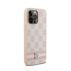 DKNY Leather Checkered Mono Pattern & Printed Stripes - Etui iPhone 14 Pro Max (różowy) (DKHCP14XPCPTSSP)