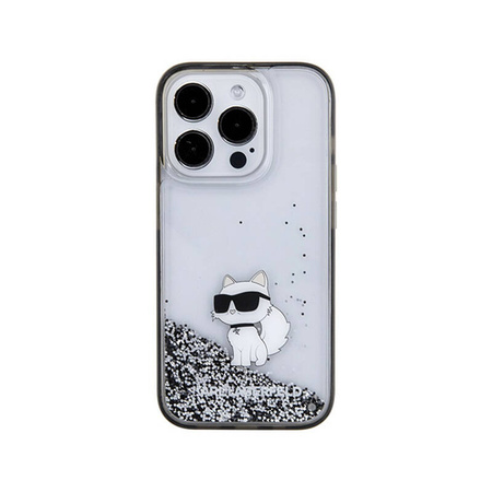 Karl Lagerfeld Liquid Glitter Choupette - Etui iPhone 15 Pro (przezroczysty) (KLHCP15LLKCNSK)
