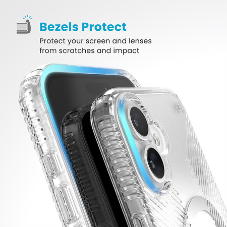 Speck Presidio Perfect-Clear Grip ClickLock & MagSafe - Etui iPhone 16 Plus (Clear / Chrome Finish / Serene Silver) (150716-3199)