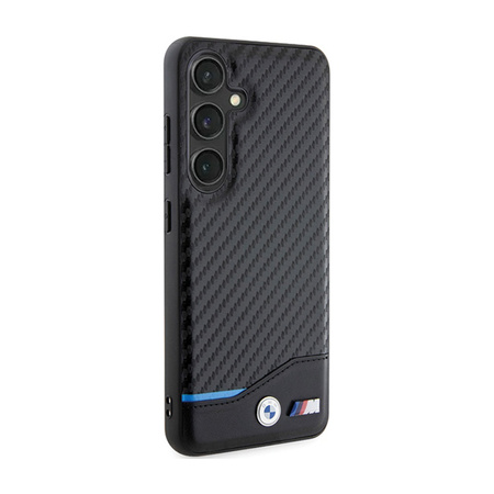BMW Leather Carbon Blue Line - Etui Samsung Galaxy S24 (czarny) (BMHCS24S22NBCK)