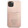 Guess Saffiano Double Card Triangle - Etui iPhone 13 mini (różowy) (GUHCP13SPSATPP)