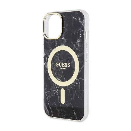Guess Marble MagSafe - Etui iPhone 14 Plus (Czarny) (GUHMP14MPCUMAK)