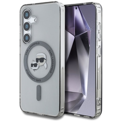 Karl Lagerfeld Button Karl & Choupette Heads Printed Logo MagSafe - Etui Samsung Galaxy S25 (czarny) (KLHMS25SHLSKCK)