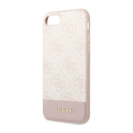 Guess 4G Bottom Stripe Collection - Etui iPhone iPhone SE (2022/2020) / 8 / 7  (różowy) (GUHCI8G4GLPI)