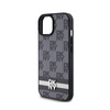 DKNY Leather Checkered Mono Pattern & Printed Stripes - Etui iPhone 15 Plus / 14 Plus (czarny) (DKHCP15MPCPTSSK)