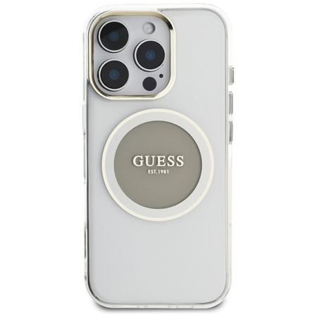 Guess IML Metal Colored Circle Classic Logo MagSafe - Etui do iPhone 16 Pro (szary) (GUHMP16LHTDRCEDG)