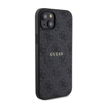 Guess 4G Collection Leather Metal Logo MagSafe - Etui iPhone 15 / 14 / 13 (czarny) (GUHMP15SG4GFRK)