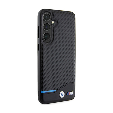 BMW Leather Carbon Blue Line - Etui Samsung Galaxy S24+ (czarny) (BMHCS24M22NBCK)
