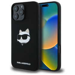 Karl Lagerfeld Silicone Choupette Head Print MagSafe - Etui iPhone 16 Pro (czarny) (KLHMP16LSCHPPLK)