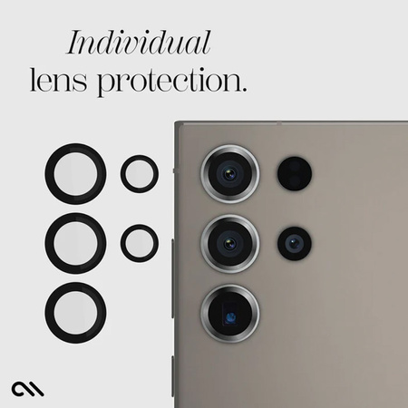 Case-Mate Aluminum Ring Lens Protector - Szkło ochronne na obiektyw aparatu Samsung Galaxy S24 Ultra (Black) (CM053406)