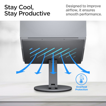 Spigen LD204H Laptop Stand Hub - Podstawka / stojak pod laptopa z Hubem 6 w 1 (Space Grey) (AMP08885)