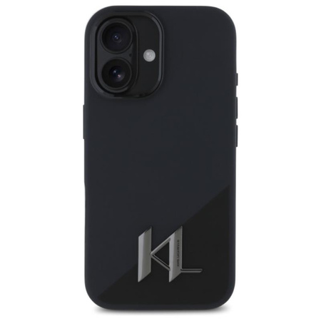 Karl Lagerfeld Silicone Shadow Metal Initial MagSafe - Etui iPhone 16 (czarny) (KLHMP16SSCMKMPCK)