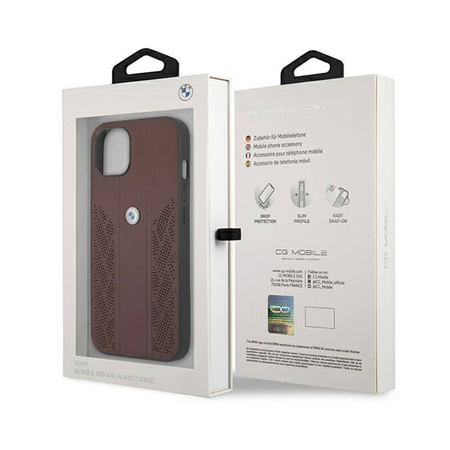 BMW Leather Curve Perforate HC - Etui iPhone 13 (czerwony) (BMHCP13MRSPPR)