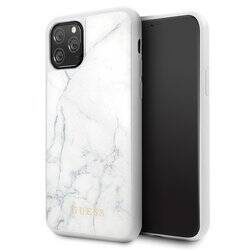 Guess Marble Tempered Glass Hardcase - Etui iPhone 11 Pro (biały) (GUHCN58HYMAWH)