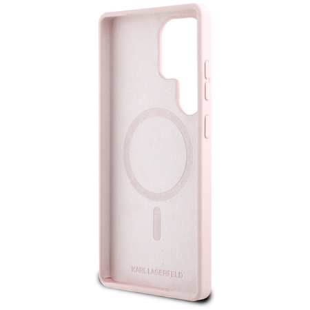 Karl Lagerfeld Silicone Double Heads And Circle MagSafe - Etui Samsung Galaxy S25 Ultra (różowy) (KLHMS25LSKCHTCP)