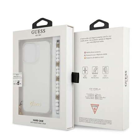 Guess White Pearl Strap - Etui iPhone 13 Pro (przezroczysty) (GUHCP13LKPSWH)