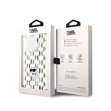 Karl Lagerfeld Monogram Choupette - Etui iPhone 15 Pro Max (przezroczysty) (KLHCP15XHNCMKLT)